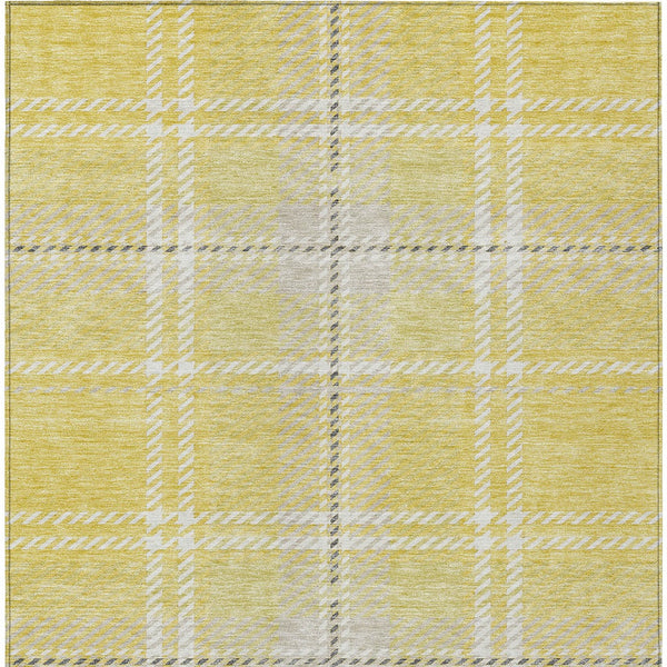 Homeroots 3' Stylish Artichoke Green Brown Ivory Plaid Washable Area Rug For Indoor Outdoor Spaces 9' X 12' Polyester 596373