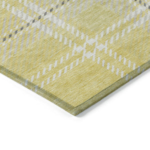 Homeroots 3' Stylish Artichoke Green Brown Ivory Plaid Washable Area Rug For Indoor Outdoor Spaces 10' X 14' Polyester 596374