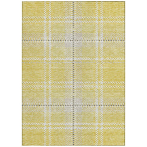 Homeroots 3' Stylish Artichoke Green Brown Ivory Plaid Washable Area Rug For Indoor Outdoor Spaces 10' X 14' Polyester 596374
