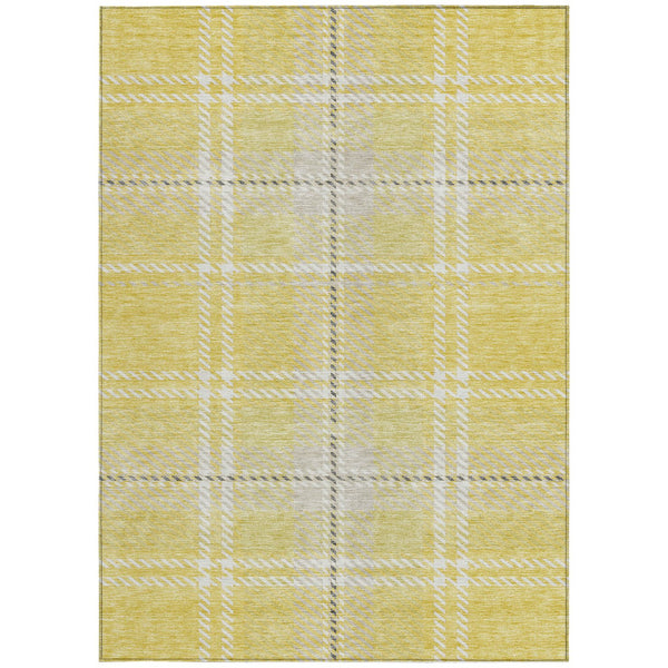 Homeroots 3' Stylish Artichoke Green Brown Ivory Plaid Washable Area Rug For Indoor Outdoor Spaces 10' X 14' Polyester 596374