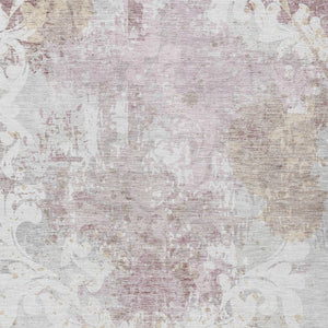 Homeroots 3' Elegant Brown Green Ivory Damask Washable Area Rug For Indoor And Outdoor Spaces - Durable Design 5' X 8' Polyester 596388