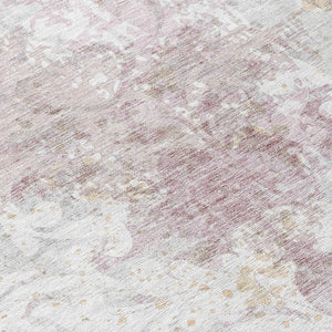 Homeroots 3' Elegant Brown Green Ivory Damask Washable Area Rug For Indoor And Outdoor Spaces - Durable Design 8' Round Polyester 596389