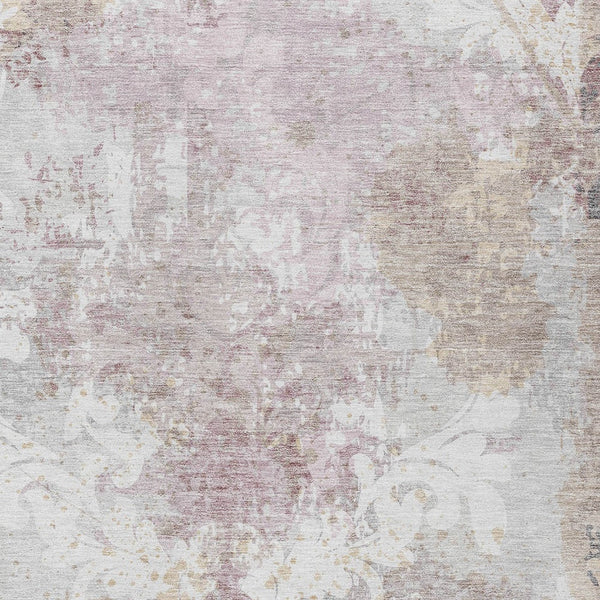 Homeroots 3' Elegant Brown Green Ivory Damask Washable Area Rug For Indoor And Outdoor Spaces - Durable Design 8' X 10' Polyester 596390