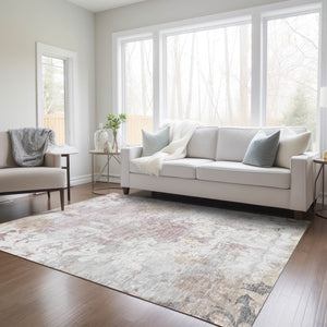 Homeroots 3' Elegant Brown Green Ivory Damask Washable Area Rug For Indoor And Outdoor Spaces - Durable Design 8' X 10' Polyester 596390