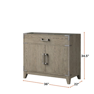 English Elm Grey Oak Single Bath Vanity - Elegant 36” W X 22” D Design With Soft-Close Door & Ample Storage B2731P259787