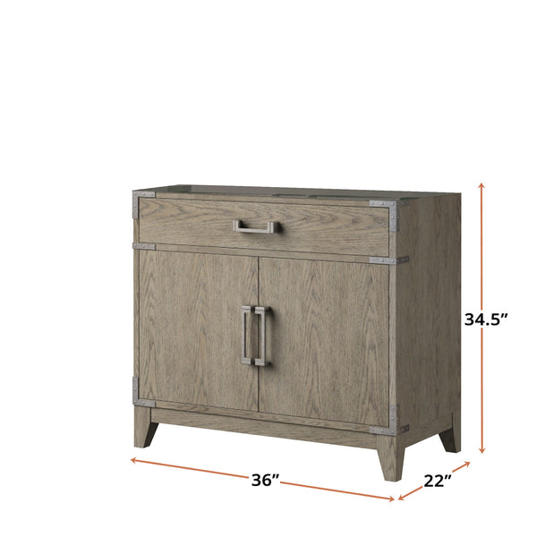 English Elm Grey Oak Single Bath Vanity - Elegant 36” W X 22” D Design With Soft-Close Door & Ample Storage B2731P259787