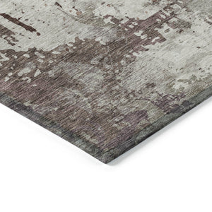 Homeroots 3' Elegant Brown Green Ivory Damask Washable Area Rug For Indoor And Outdoor Spaces - Durable Design 3' X 5' Polyester 596399