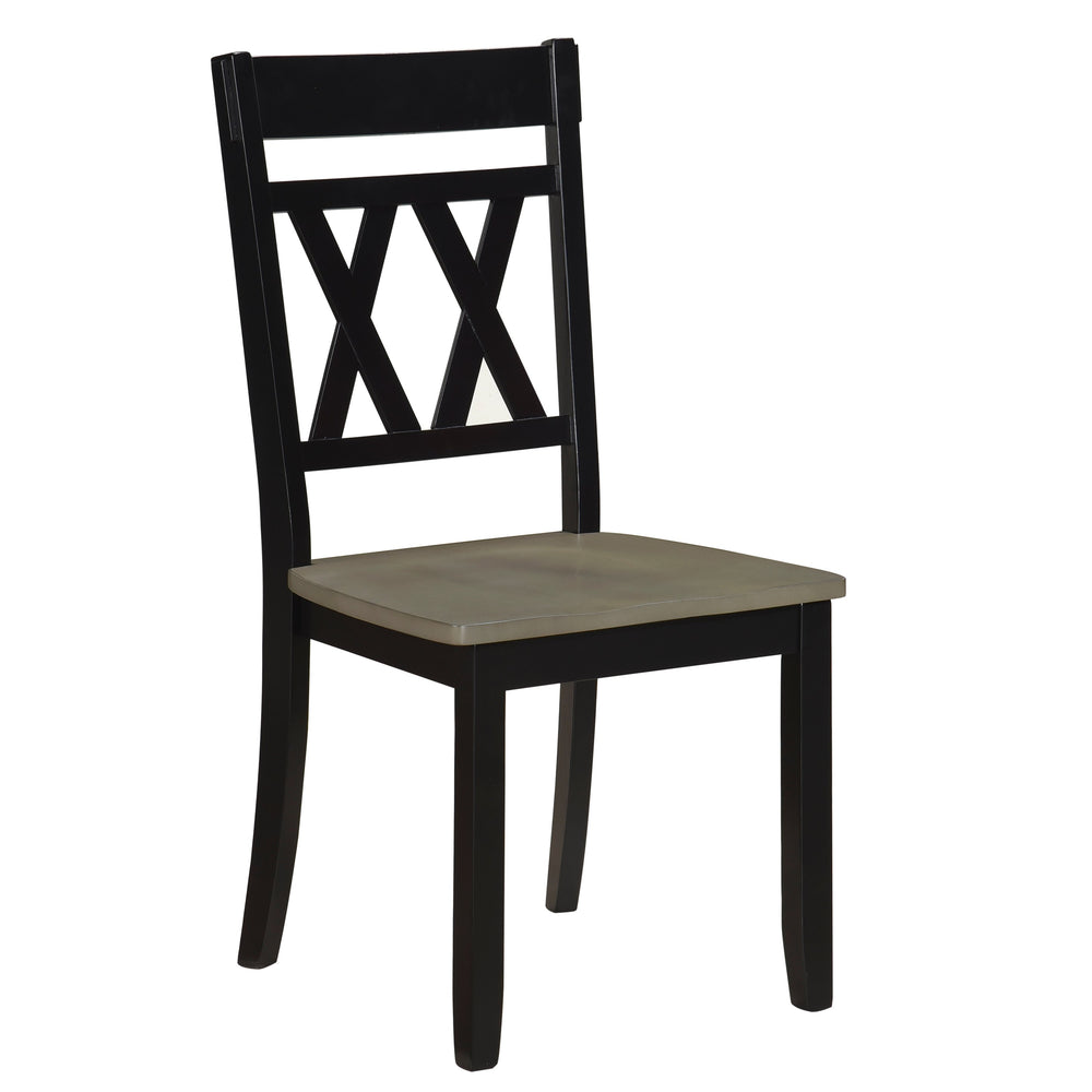 English Elm Modern Two-Tone Side Chairs Set of 2 Graywash Seat with Black Wood X-Back Farmhouse Dining Seating Antique Black 42 L x 20.5 W x 10.5 H B011P401428