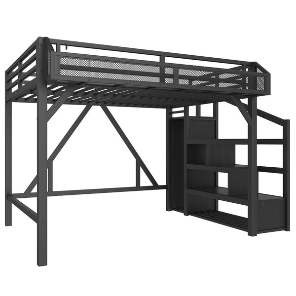English Elm Twin House Frame Bed Pine Wood with Storage Drawers and Shelves for Kids Bedroom W1580S00410