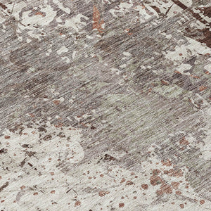 Homeroots 3' Elegant Brown Green Ivory Damask Washable Area Rug For Indoor And Outdoor Spaces - Durable Design 8' Round Polyester 596401