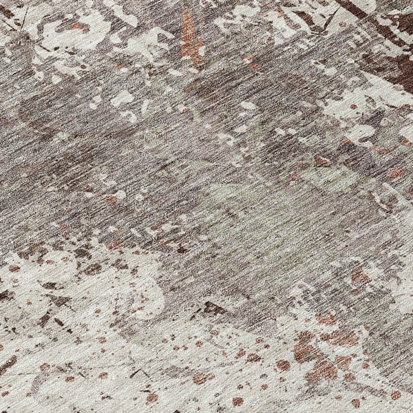 Homeroots 3' Elegant Brown Green Ivory Damask Washable Area Rug For Indoor And Outdoor Spaces - Durable Design 8' Round Polyester 596401