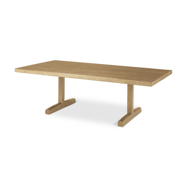 HomeRoots 55" Natural Solid Wood Double Pedestal Coffee Table – Timeless Mango Wood Centerpiece for Any Room 596406