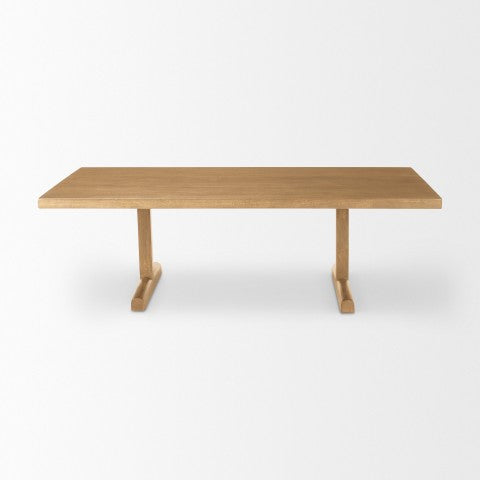 Homeroots 55" Natural Solid Wood Double Pedestal Coffee Table - Stylish, Durable, And Perfect For Any Room!   596406