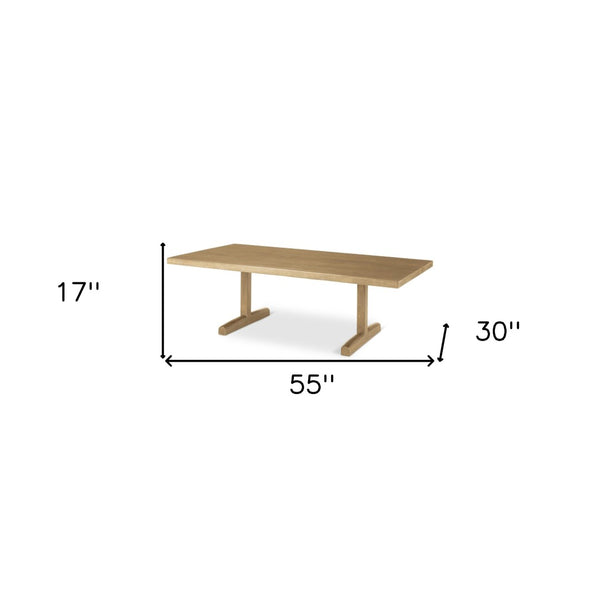Homeroots 55" Natural Solid Wood Double Pedestal Coffee Table - Stylish, Durable, And Perfect For Any Room!   596406