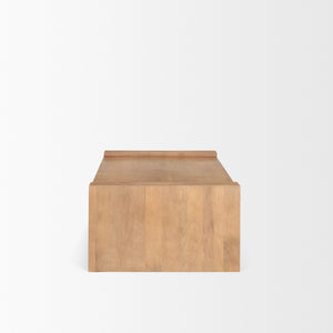 Homeroots 48" Natural Solid Wood Sled Coffee Table - Modern Rustic Design For Living Room Or Office Elegance   596407