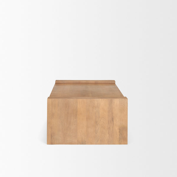 Homeroots 48" Natural Solid Wood Sled Coffee Table - Modern Rustic Design For Living Room Or Office Elegance   596407