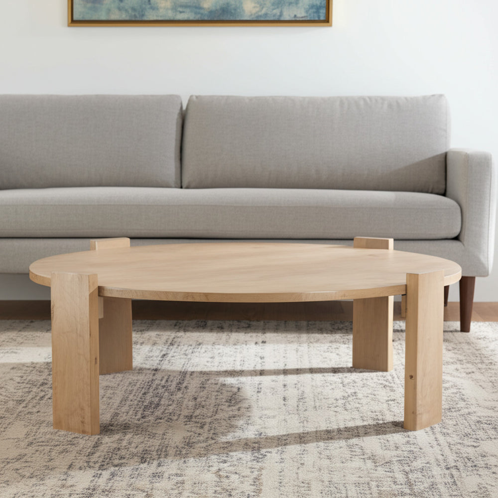 Homeroots 48" Natural Solid Wood Oval Coffee Table - Stylish & Versatile Addition For Any Living Space Decor   596408