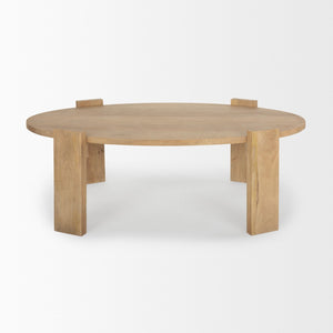 HomeRoots 48" Natural Solid Wood Oval Coffee Table - Rustic Mango Wood Design for Living Room & Office Charm 596408