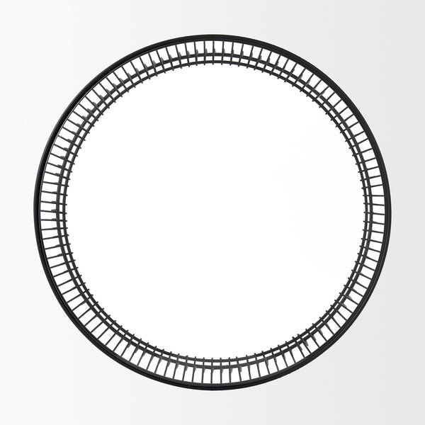 Homeroots 30" Stylish Black And Clear Glass Coffee Table With Iron Frame - Modern Round Design For Any Space   596409