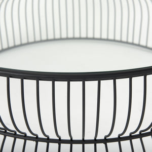 Homeroots 30" Stylish Black And Clear Glass Coffee Table With Iron Frame - Modern Round Design For Any Space   596409