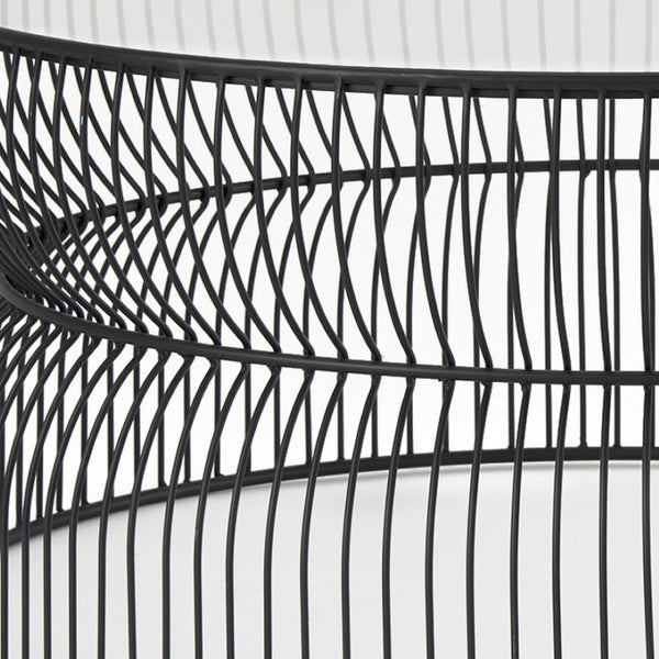 Homeroots 30" Stylish Black And Clear Glass Coffee Table With Iron Frame - Modern Round Design For Any Space   596409