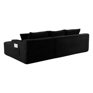 English Elm 106.3" Jumbo Corduroy L-shaped Sectional Deep Seat Sofa for Modern Living Rooms W5515S00037