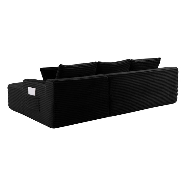 English Elm 106.3" Jumbo Corduroy L-shaped Sectional Deep Seat Sofa for Modern Living Rooms W5515S00037