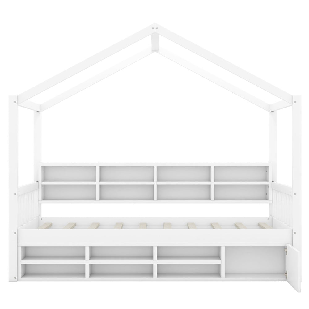HomeRoots White Wood Twin House Bed Frame – Modern, Durable Design with Sturdy Slats & Easy Assembly for Kids 596412