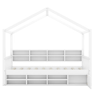 HomeRoots White Wood Twin House Bed Frame – Modern, Durable Design with Sturdy Slats & Easy Assembly for Kids 596412