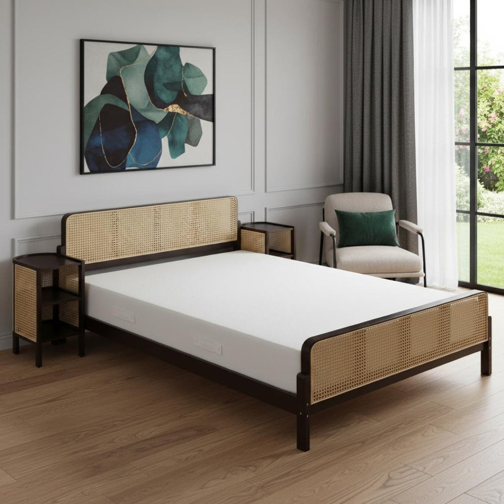 HomeRoots Walnut Wood Full Bed Frame - Elegant Low-Profile Design with Durable Construction & Slatted Support 596414