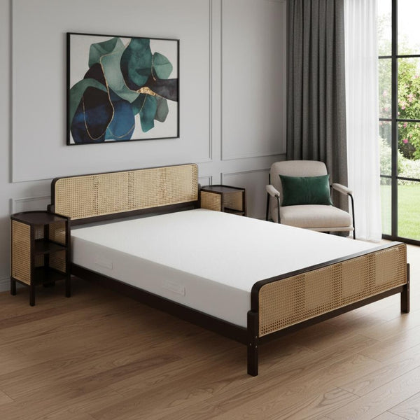 HomeRoots Walnut Wood Full Bed Frame - Elegant Low-Profile Design with Durable Construction & Slatted Support 596414