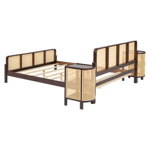 HomeRoots Walnut Wood Full Bed Frame - Elegant Low-Profile Design with Durable Construction & Slatted Support 596414