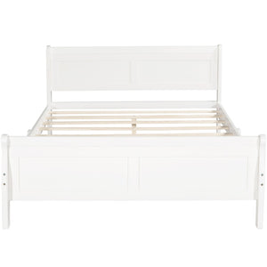 HomeRoots White Wood Full Bed Frame - Elegant Platform Design, Sturdy Support, Modern Style for Timeless Comfort 596416