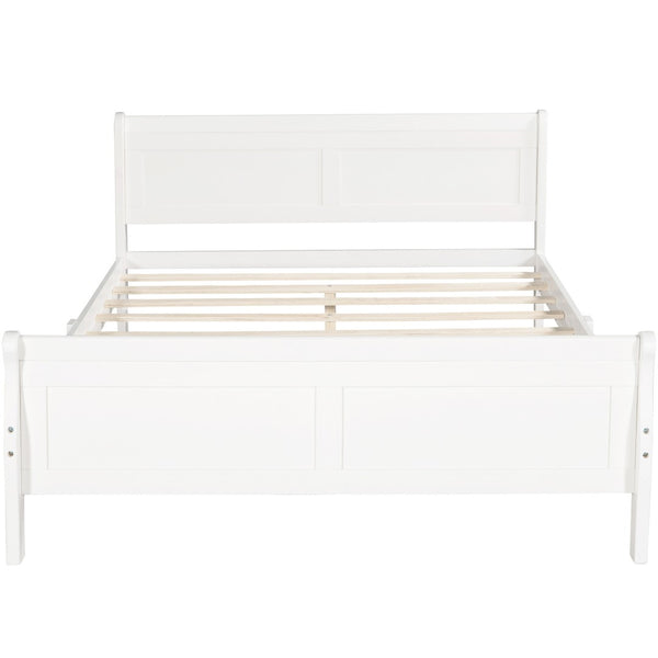 HomeRoots White Wood Full Bed Frame - Elegant Platform Design, Sturdy Support, Modern Style for Timeless Comfort 596416
