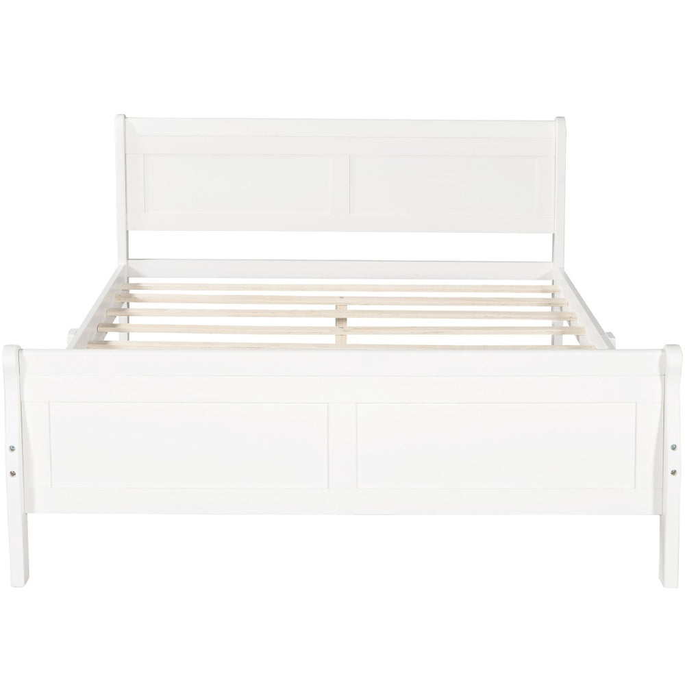 HomeRoots White Wood Full Bed Frame - Elegant Platform Design, Sturdy Support, Modern Style for Timeless Comfort 596416