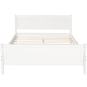 HomeRoots White Wood Full Bed Frame - Elegant Platform Design, Sturdy Support, Modern Style for Timeless Comfort 596416