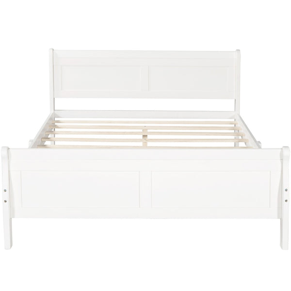 HomeRoots White Wood Full Bed Frame - Elegant Platform Design, Sturdy Support, Modern Style for Timeless Comfort 596416