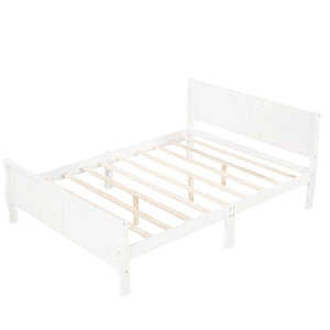 HomeRoots White Wood Full Bed Frame - Elegant Platform Design, Sturdy Support, Modern Style for Timeless Comfort 596416