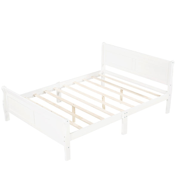HomeRoots White Wood Full Bed Frame - Elegant Platform Design, Sturdy Support, Modern Style for Timeless Comfort 596416