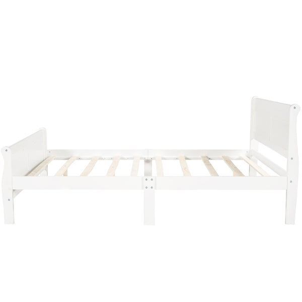 HomeRoots White Wood Full Bed Frame - Elegant Platform Design, Sturdy Support, Modern Style for Timeless Comfort 596416