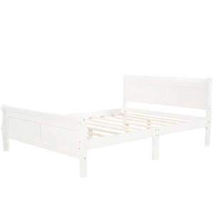 HomeRoots White Wood Full Bed Frame - Elegant Platform Design, Sturdy Support, Modern Style for Timeless Comfort 596416