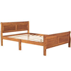 HomeRoots Oak Wood Full Bed Frame – Sturdy, Stylish Platform Design with Natural Finish for Modern Bedrooms 596417