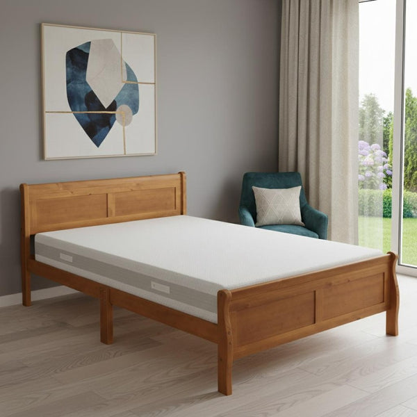 HomeRoots Oak Wood Full Bed Frame – Sturdy, Stylish Platform Design with Natural Finish for Modern Bedrooms 596417