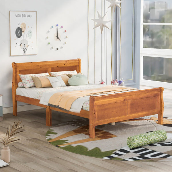 HomeRoots Oak Wood Full Bed Frame – Sturdy, Stylish Platform Design with Natural Finish for Modern Bedrooms 596417