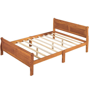 HomeRoots Oak Wood Full Bed Frame – Sturdy, Stylish Platform Design with Natural Finish for Modern Bedrooms 596417
