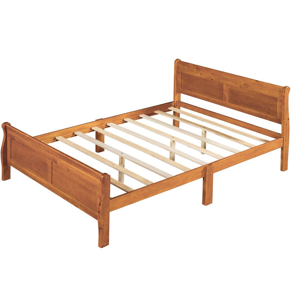 HomeRoots Oak Wood Full Bed Frame – Sturdy, Stylish Platform Design with Natural Finish for Modern Bedrooms 596417