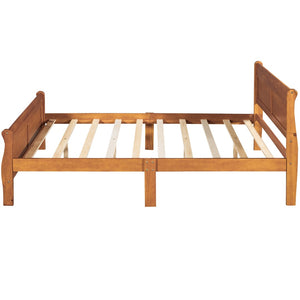 HomeRoots Oak Wood Full Bed Frame – Sturdy, Stylish Platform Design with Natural Finish for Modern Bedrooms 596417