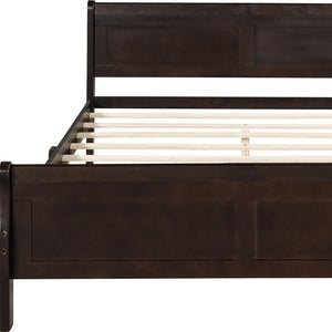 HomeRoots Espresso Wood Full Bed Frame - Modern Minimalist Design with Durable Support & Elegant Finish 596418