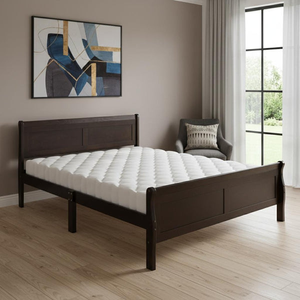 HomeRoots Espresso Wood Full Bed Frame - Modern Minimalist Design with Durable Support & Elegant Finish 596418