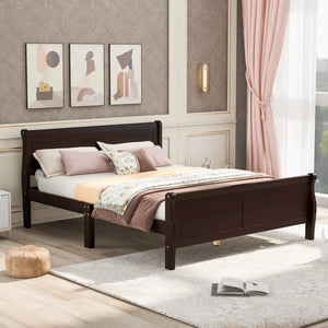 HomeRoots Espresso Wood Full Bed Frame - Modern Minimalist Design with Durable Support & Elegant Finish 596418